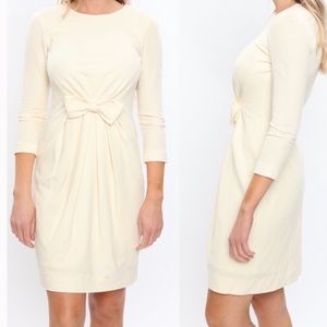 Carmen Marc Valvo White Knit Dress Bow Detail